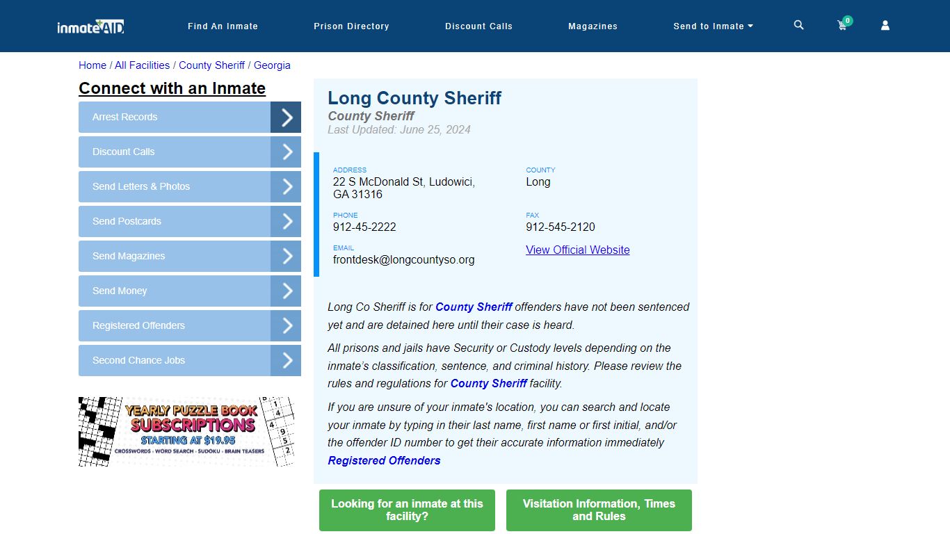 Long County Sheriff & Arrest Search - InmateAid