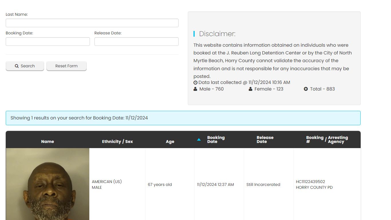 Bookings and Releases - Horry County SC.Gov