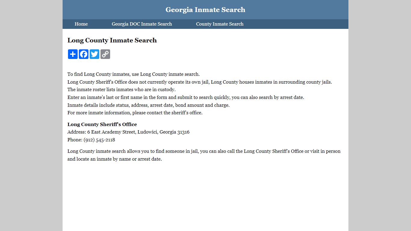 Long County Inmate Search